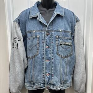 Perry Ellis America Entertainment Tonight Show Crew Logo Denim Jacket XL - RARE